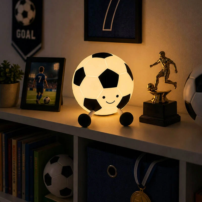 LED nočné svetlo Futbalová lopta 10 cm