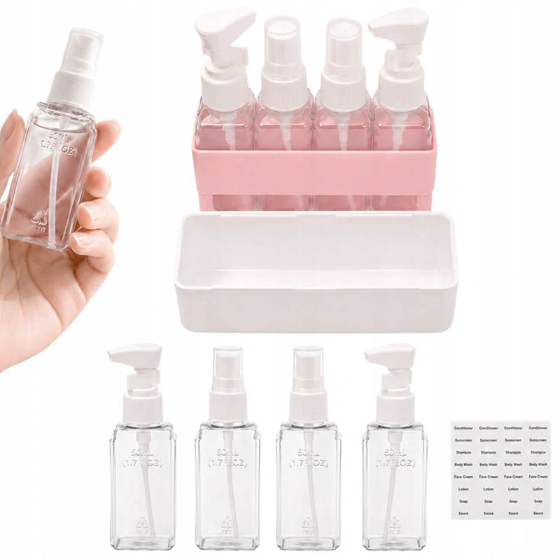 Cestovné fľaštičky na kozmetiku 4 x 50 ml ružové