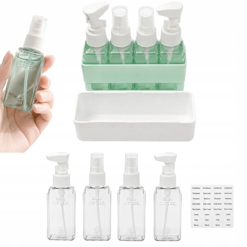 Cestovné fľaštičky na kozmetiku 4 x 50 ml zelené