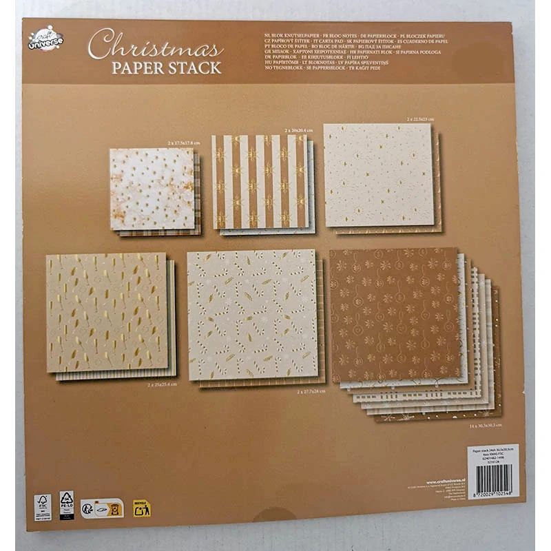 Vianočný papierový blok Christmas Paper Stack – 24 dizajnových papierov 30,5 × 30,5 cm