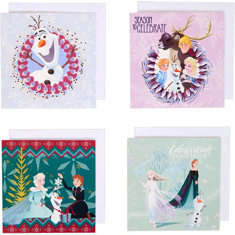 Disney Frozen vianočné pohľadnice s obálkami – 8 ks