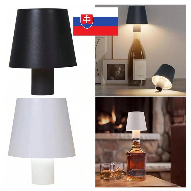 LED lampa na fľašu – bezdrôtové tienidlo s USB nabíjaním, 3 farby svetla, IP44
