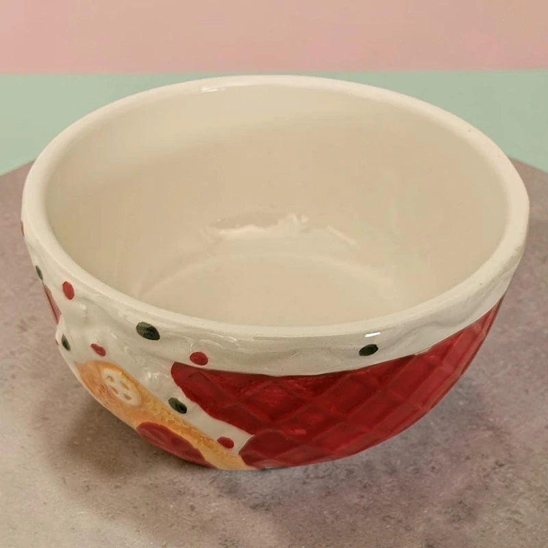 Vianočná keramická miska Perníková chalúpka červená 14 × 7 cm