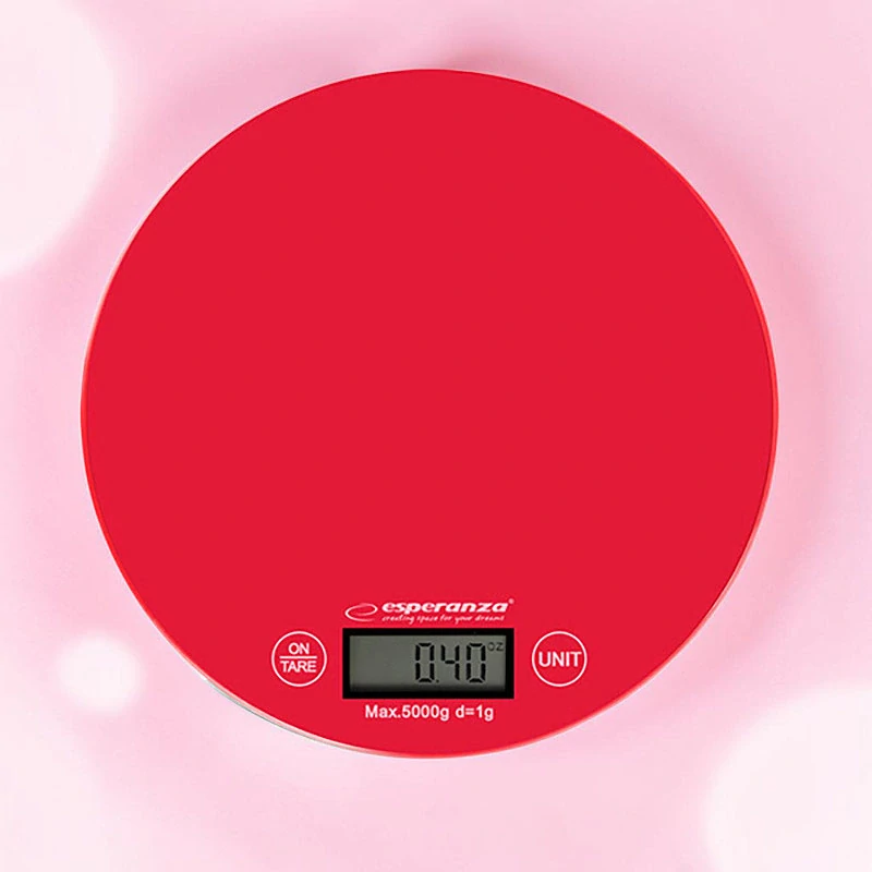 Okrúhla digitálna kuchynská váha Esperanza MANGO Red do 5 kg