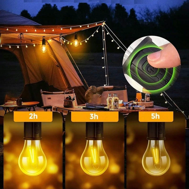 Solárna závesná LED lampa s háčikom a USB-C nabíjaním
