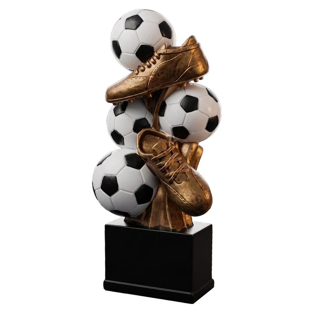 Futbalová trofej s loptami a kopačkami 16,5 cm