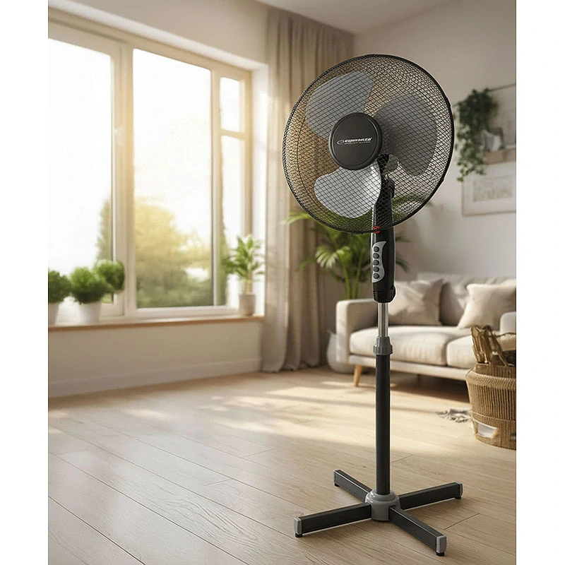 Stojanový ventilátor Esperanza HURRICANE 16" 50 W – čierno-sivý