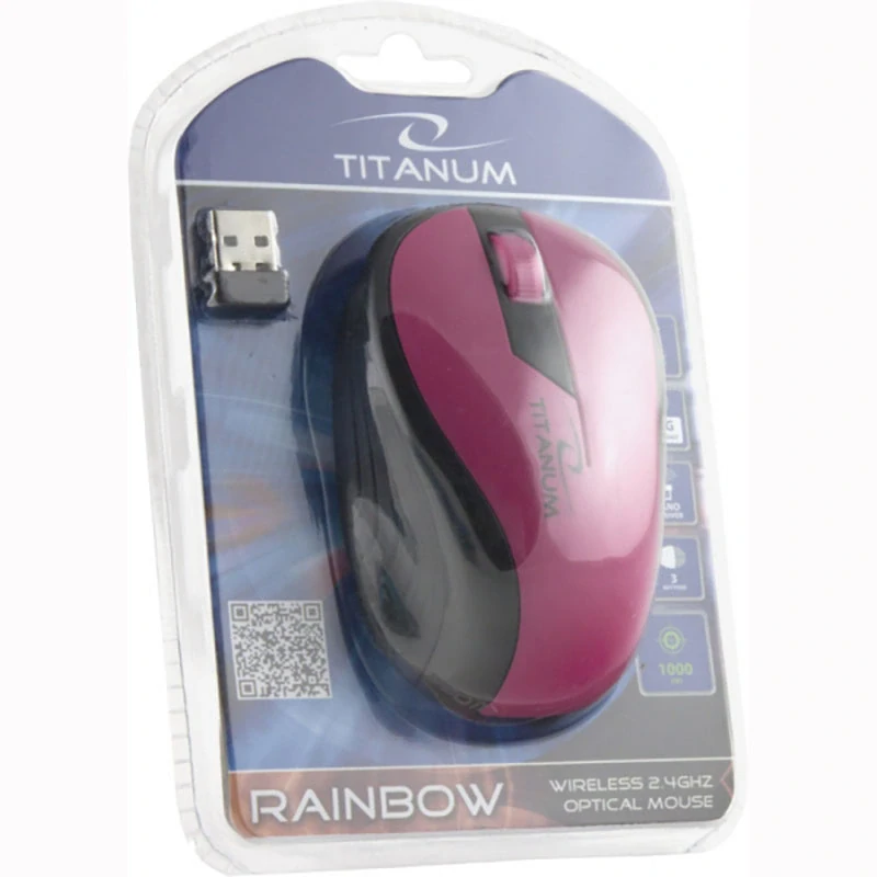 Bezdrôtová optická myš Titanum Rainbow ružová
