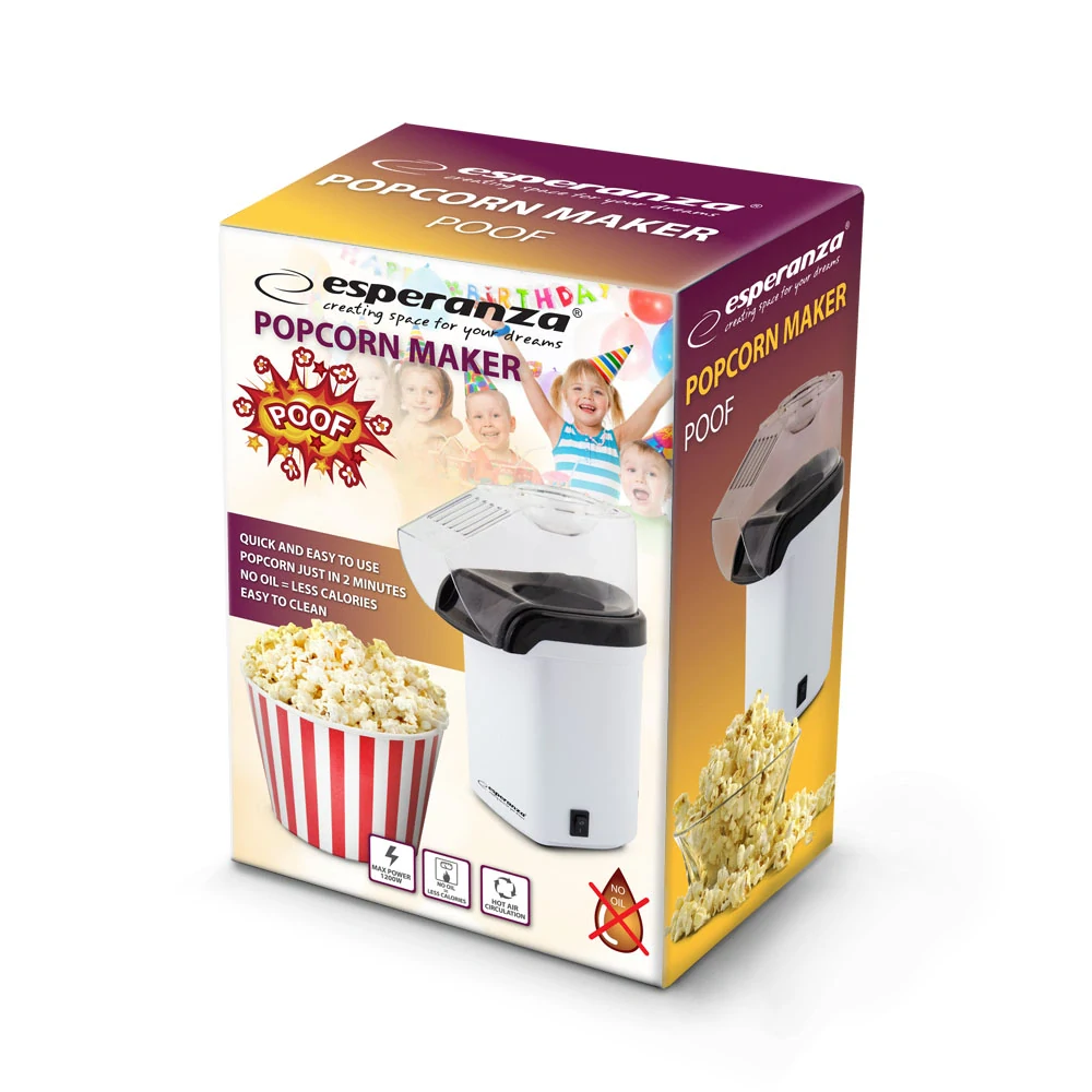 Popcornovač Esperanza POOF na prípravu popcornu horúcim vzduchom