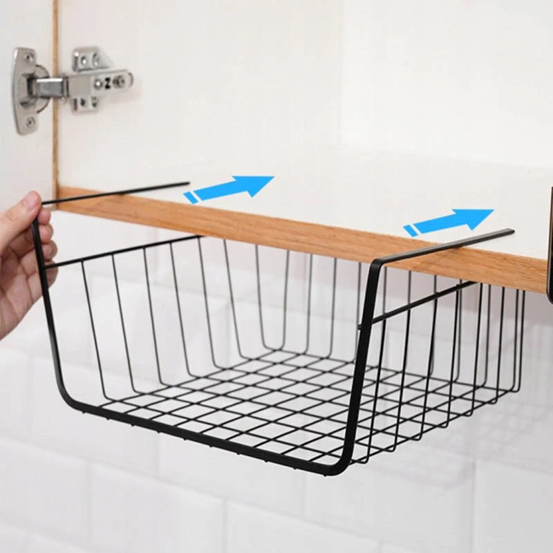 Závesný kovový košík pod policu 40 × 24 × 13,5 cm čierny