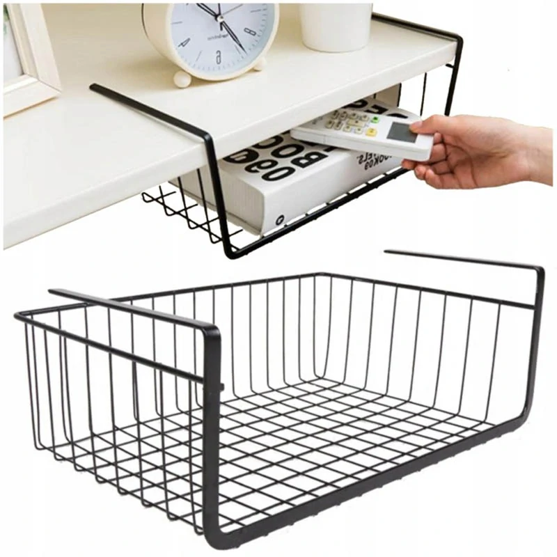 Závesný kovový košík pod policu 30 × 22 × 12,5 cm čierny