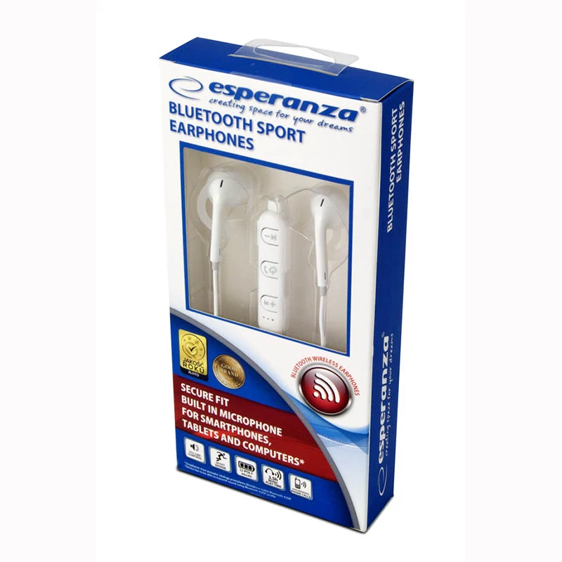 Bluetooth športové slúchadlá Esperanza biele