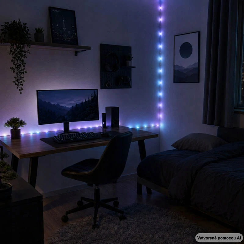 RGB LED svetelná reťaz 10 m USB s diaľkovým ovládaním, aplikáciou a Music Sync