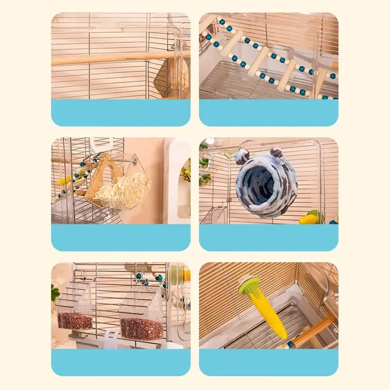 Priehľadná klietka pre papagáje a vtáky NUXIE RX14 58 cm s príslušenstvom