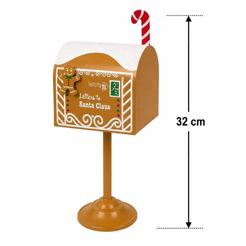 Vianočná kovová poštová schránka na listy pre Santa Clausa 32 cm – zlatá