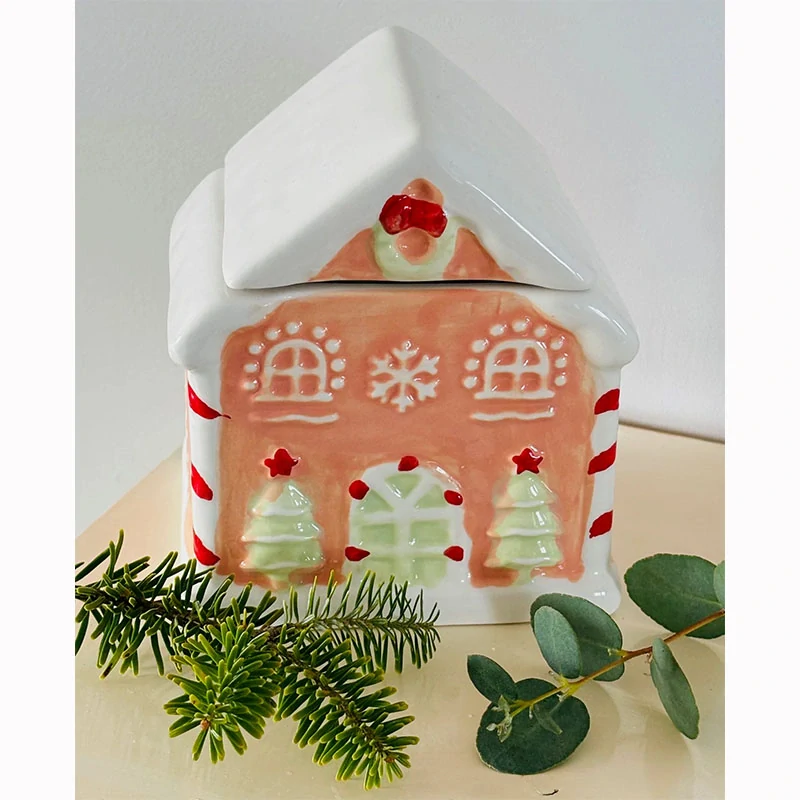 Keramická nádoba na vianočné pečivo – Perníková chalúpka 10 × 10 × 12 cm
