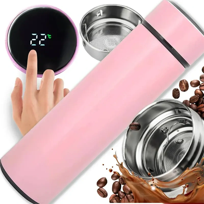 Termohrnček Smart 500 ml s LED ukazovateľom teploty ružový