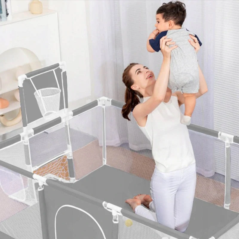 Detská ohrádka a hrací priestor XXL 230 × 122 cm s košom a bránkami