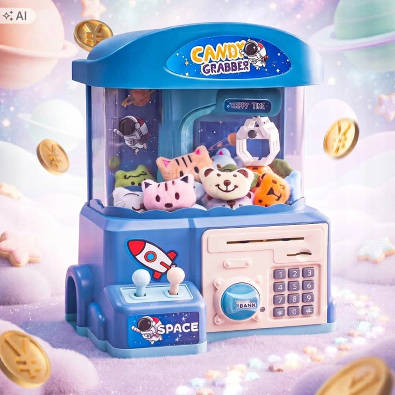 Detský automat na chytanie sladkostí s joystickmi a pokladničkou