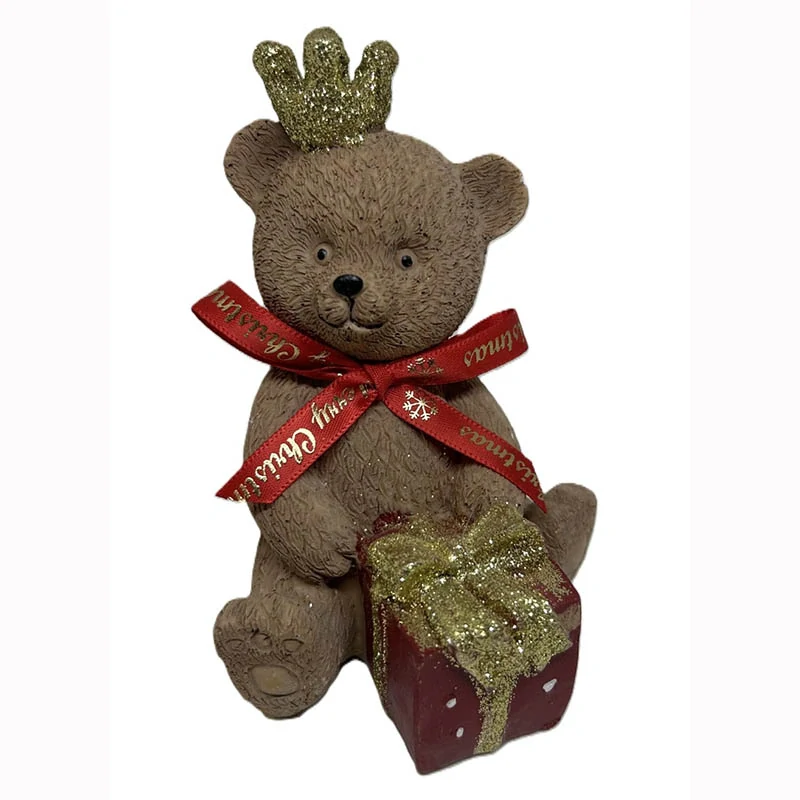 Vianočná figúrka medvedík s darčekom 12 cm