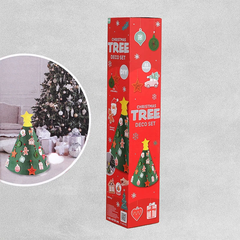 3D vianočný stromček z filcu s dekoračnou sadou