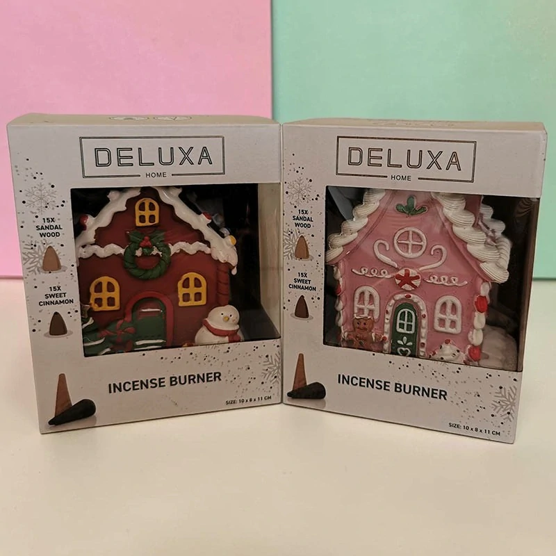 Vianočná kadidelnica Deluxa v tvare domčeka 10 × 8 × 11 cm