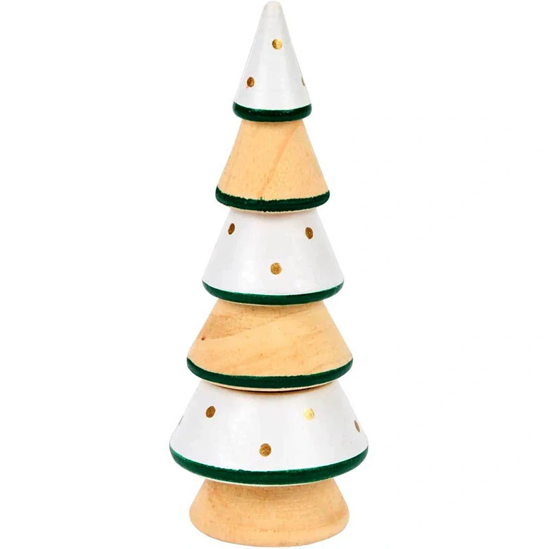 Drevený vianočný stromček bielo-zelený 15 cm
