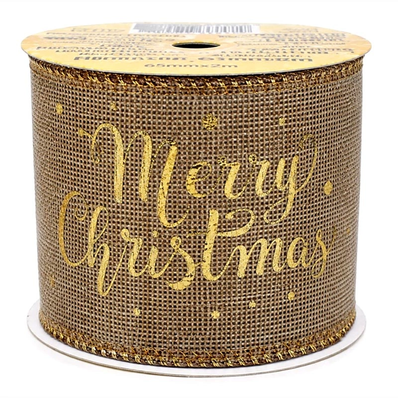 Vianočná dekoratívna stuha Merry Christmas 6,5 cm × 2 m