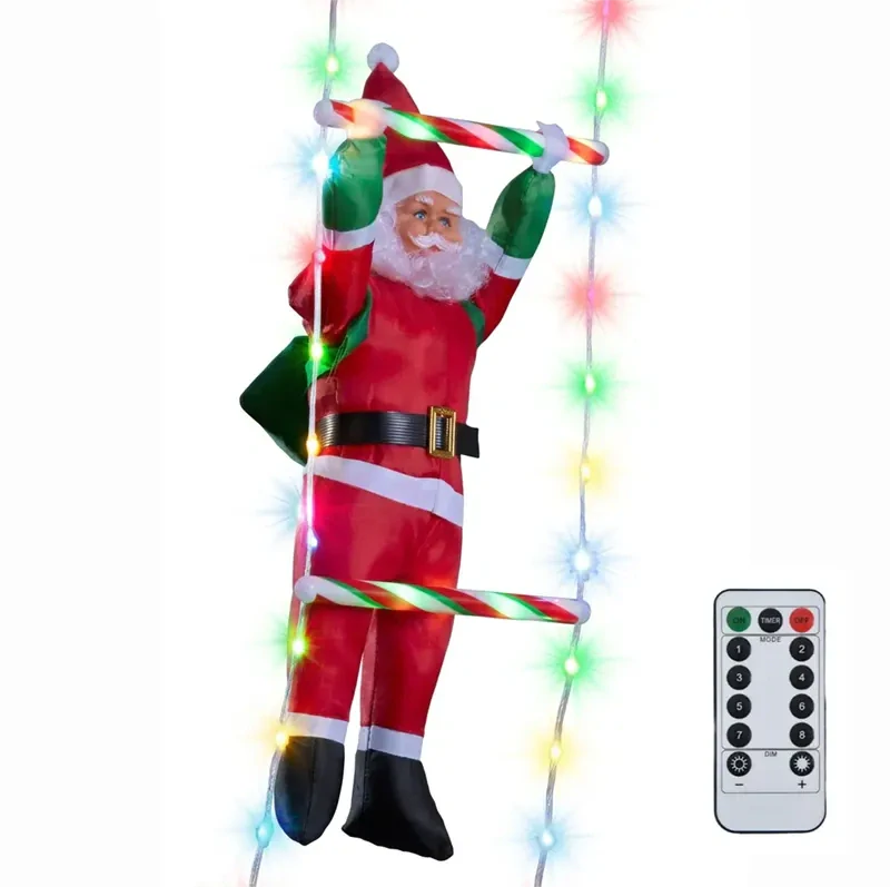 Vianočná LED dekorácia Santa Claus na rebríku 155 cm s diaľkovým ovládaním