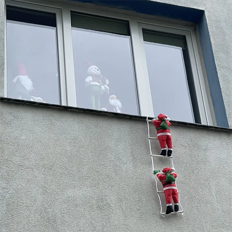 Vianočná dekorácia Santa Claus na rebríku 70 cm – 2 postavičky