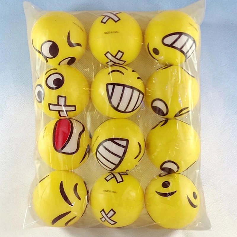Antistresová loptička Smiley 6,3 cm – žltá