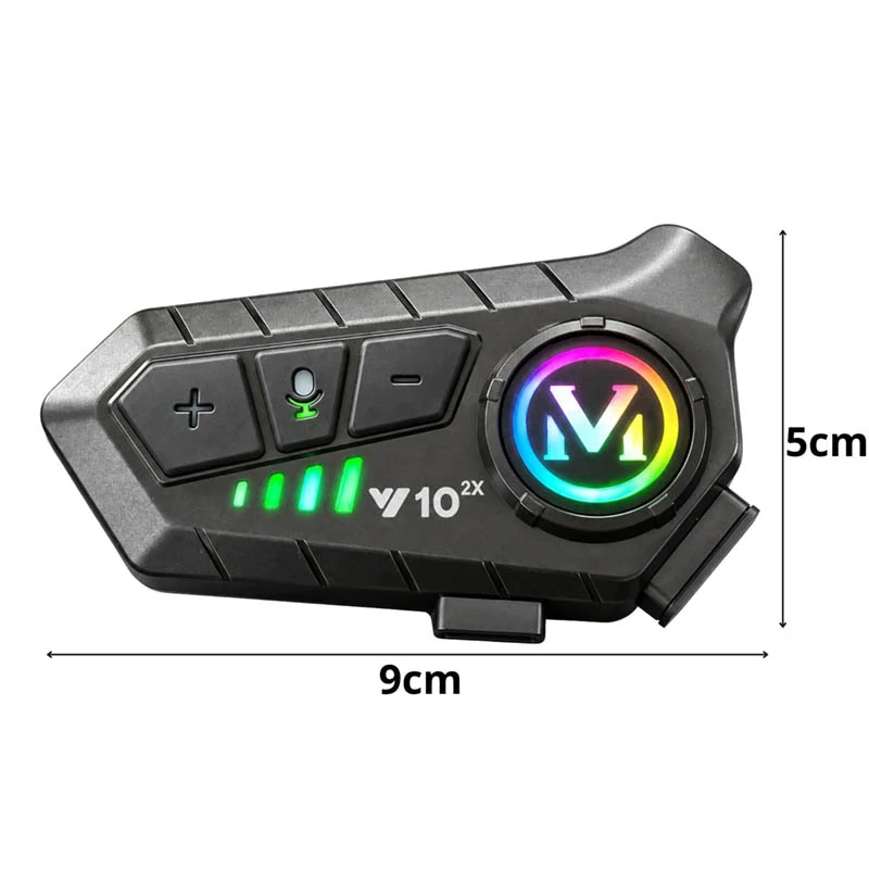Motocyklový interkom U10 2X Bluetooth s mikrofónom, RGB a USB-C