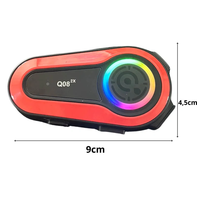 Motocyklový interkom Q08 2X Bluetooth s mikrofónom, RGB a USB-C