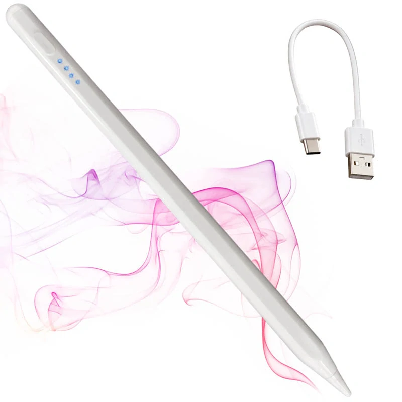 Aktívne dotykové pero na tablet a telefón – USB-C, 2 mm, biele