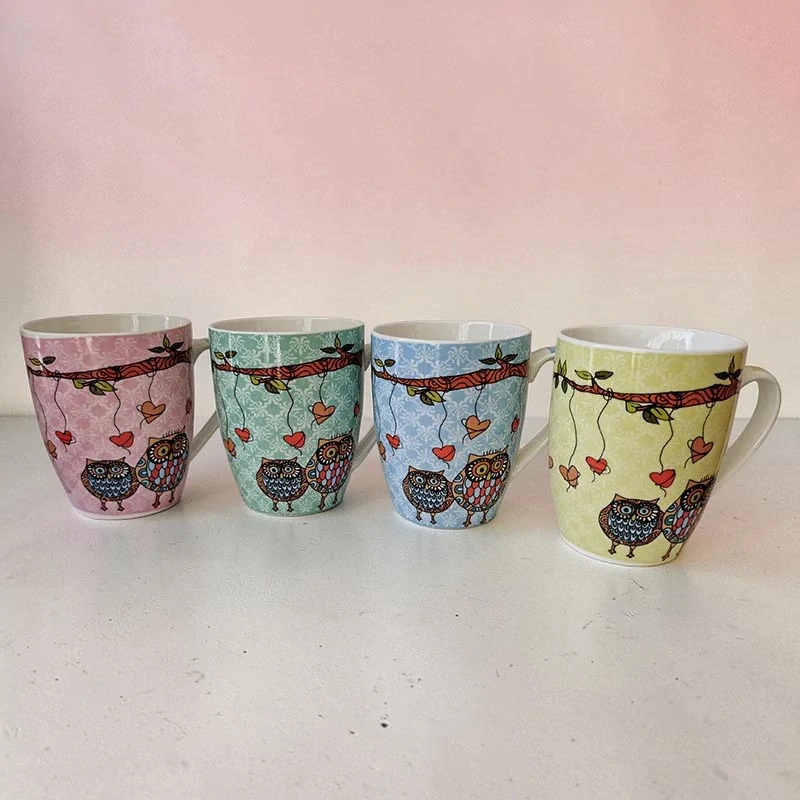 Porcelánový hrnček so sovami 250 ml – náhodný farebný variant