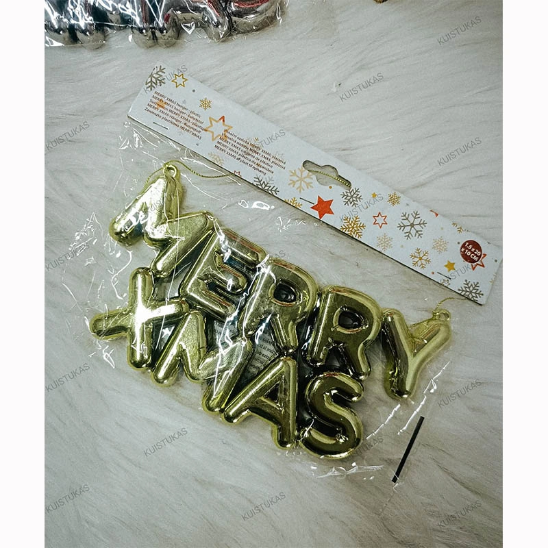 Zlatý závesný nápis Merry Xmas 20 cm