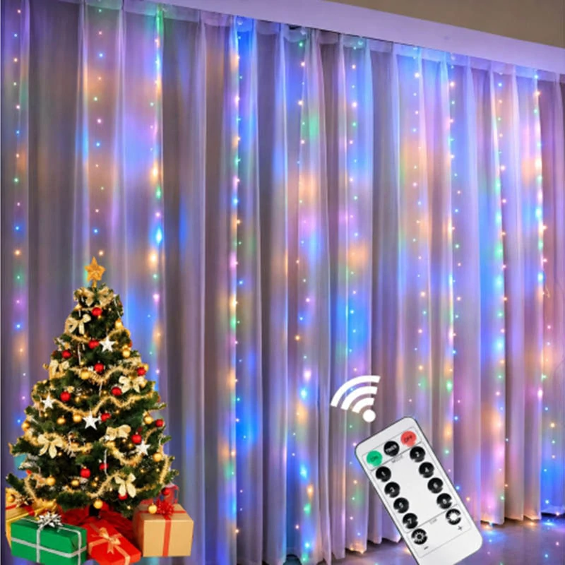 LED svetelný záves 3 × 3 m 300 LED multicolor s diaľkovým ovládaním
