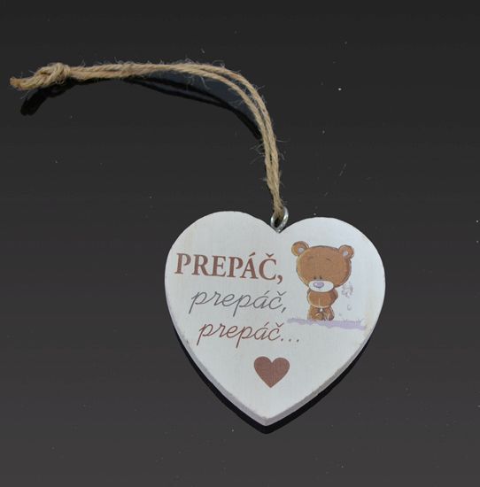 Tabuľka drevená srdce 7cm Prepáč