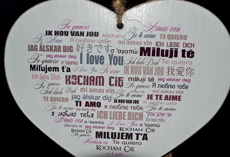 Tabuľka drevená srdce 15cm I Love You