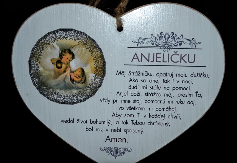 Tabuľka drevená srdce 20cm Anjeličku