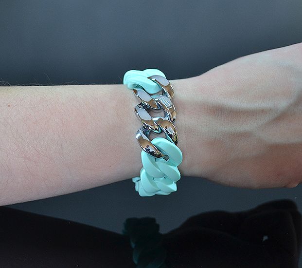 Náramok RUBBZZ CYAN & SILVER