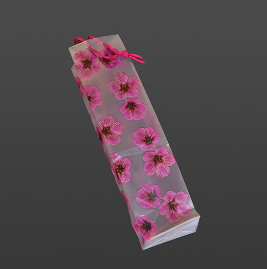 Taška darčeková na fľašu Kvety