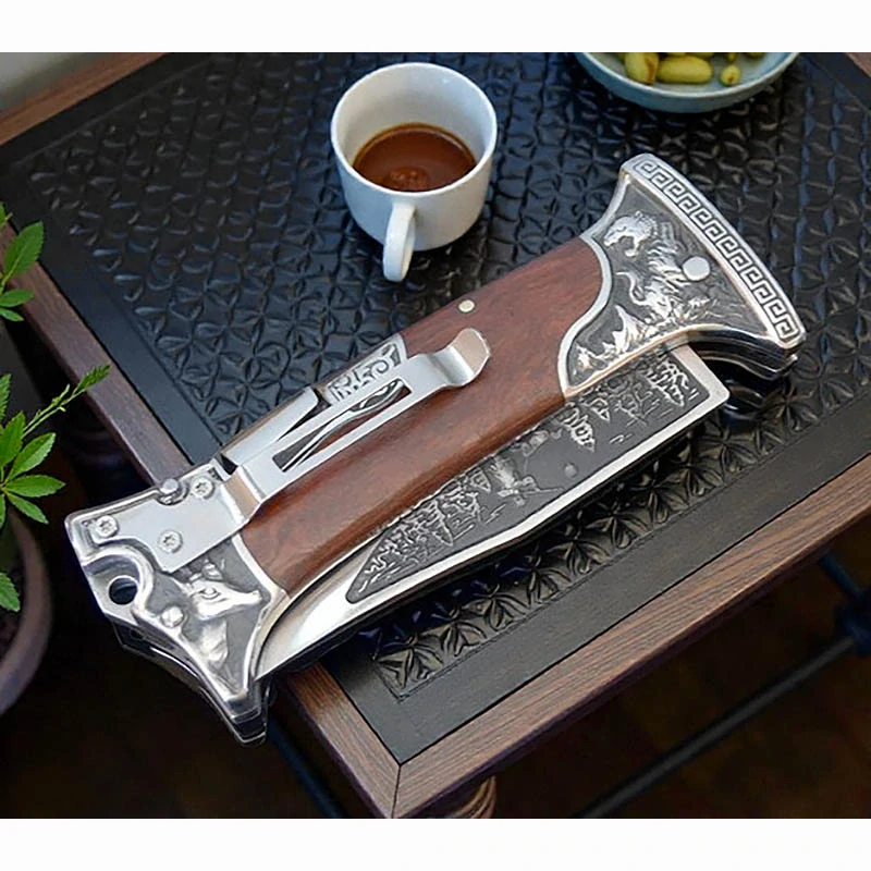 Lovecký nôž Kandar Hunter Wood I. s gravírovaním textu
