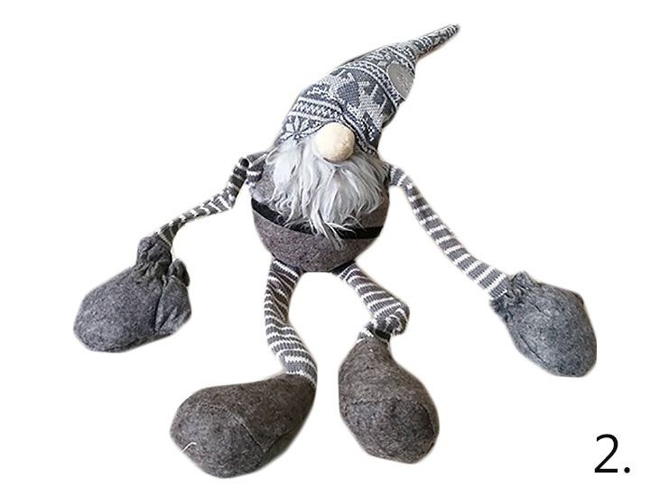 Škriatok vianočný 45cm šedobiely