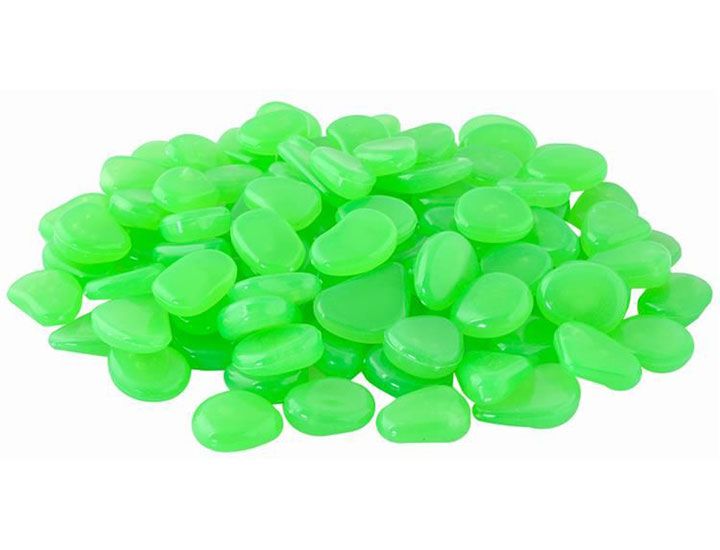 Fluorescenčné kamienky 100ks zelené