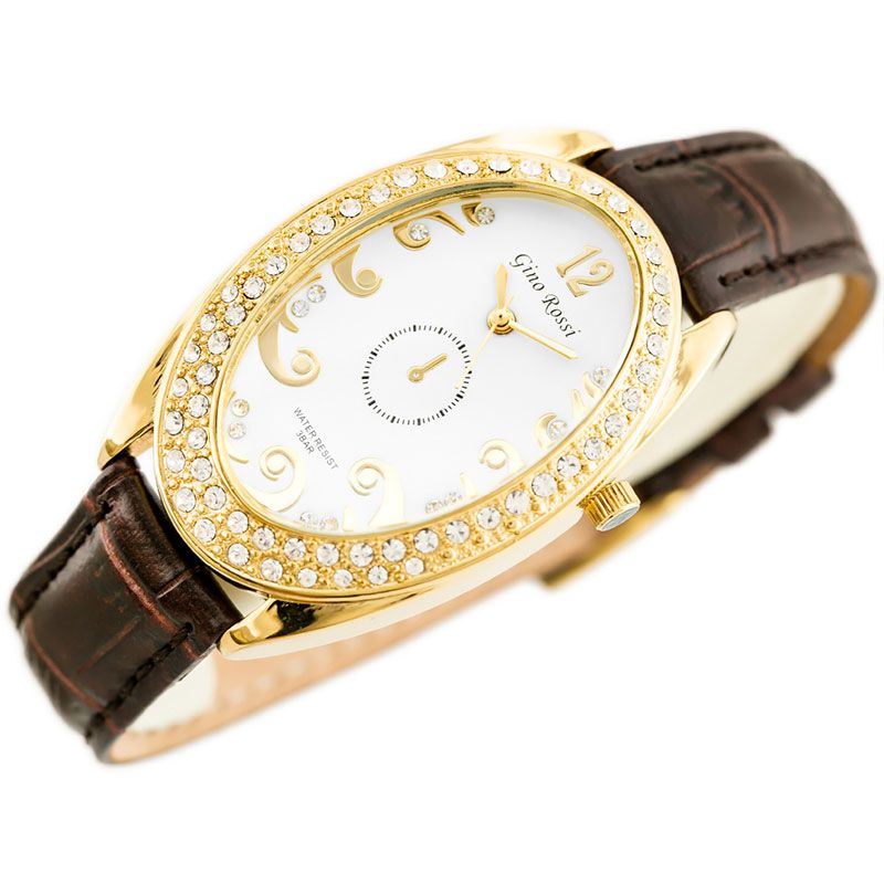 Náramkové hodinky GINO ROSSI - 103A white/gold/brown