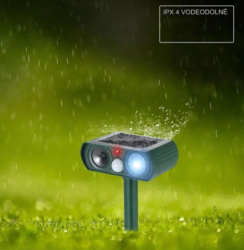 Solárny ultrazvukový plašič zvierat