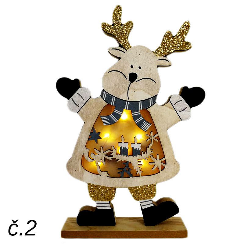 Drevená dekorácia svietiaca LED 29cm
