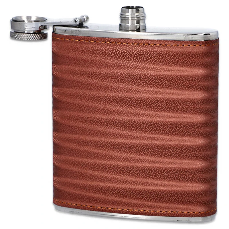 Nerezová ploskačka s ekokožou 210ml hnedá