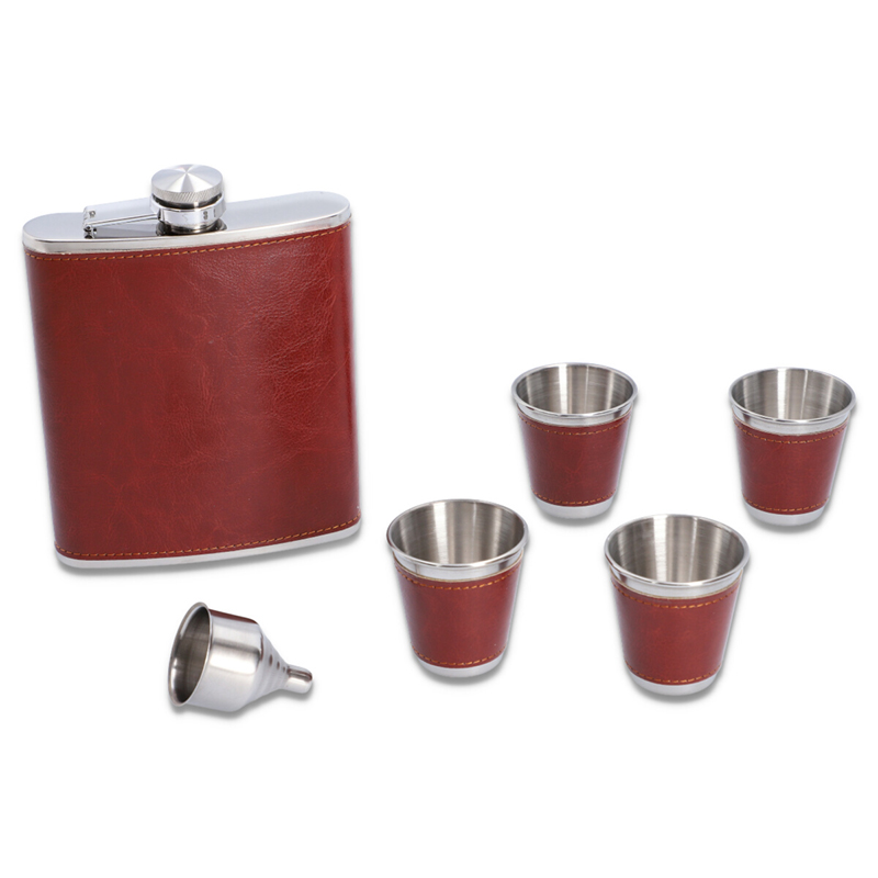 Ploskačka Leather XXL 540ml s pohárikmi a lievikom I.